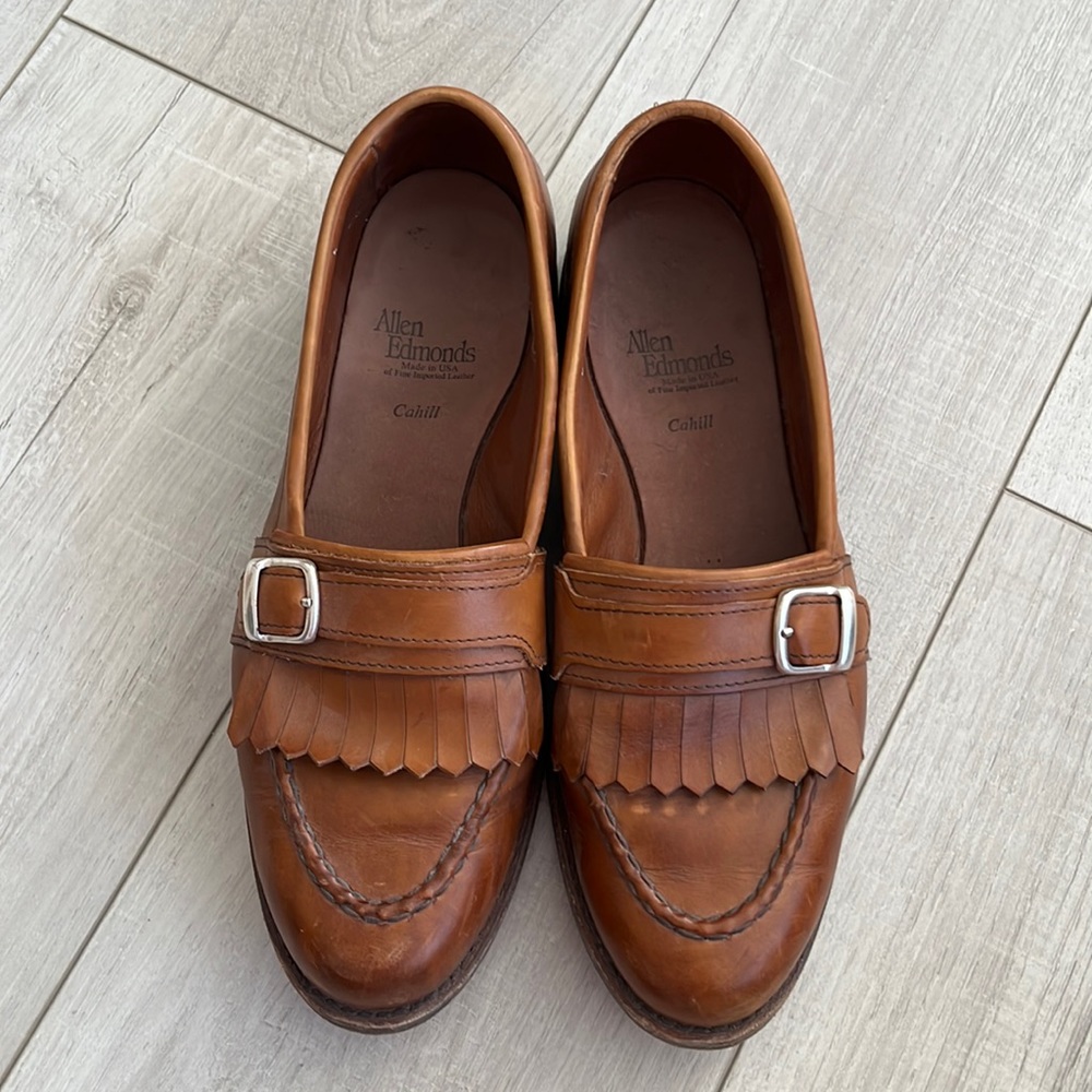 Allen Edmonds brown loafers with buckle. Size 8 1/2.